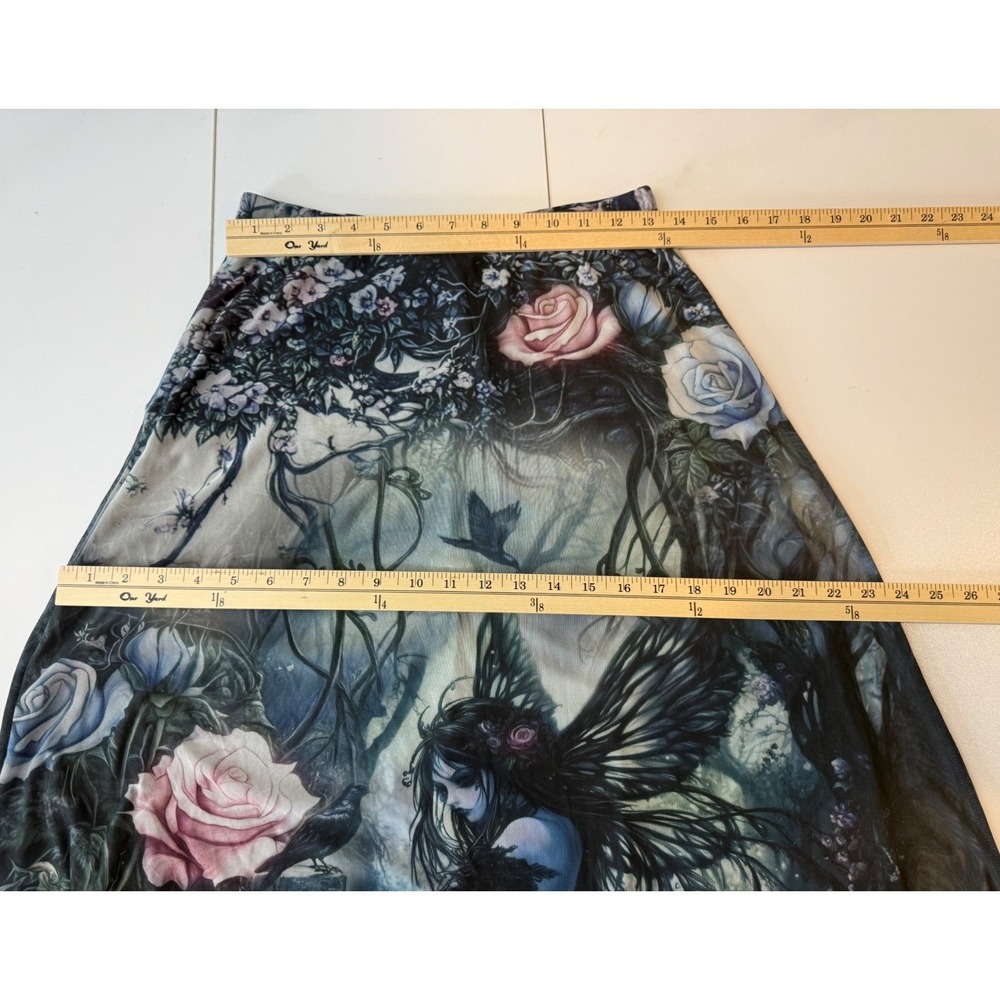 Cosmic Aura Fairy Mesh Maxi Skirt Womens S Whimsigoth Rose Fantasy Dark Romance - Picture 5 of 6
